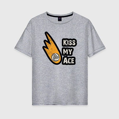 Женская футболка оверсайз Kiss my ace volleyball / Меланж – фото 1