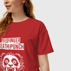 Футболка оверсайз женская Five Finger Death Punch rock panda, цвет: красный — фото 2