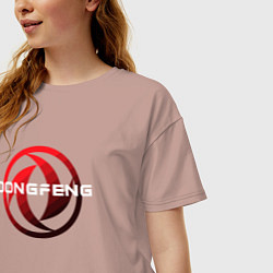 Футболка оверсайз женская Dongfeng - logo, цвет: пыльно-розовый — фото 2