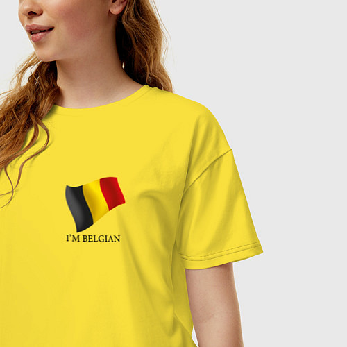 Женская футболка оверсайз Im Belgian - motto / Желтый – фото 3