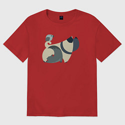 Футболка оверсайз женская Милые друзья, цвет: красный