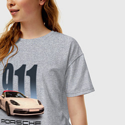 Футболка оверсайз женская Немецкий спортивный автомобиль Порше 911, цвет: меланж — фото 2