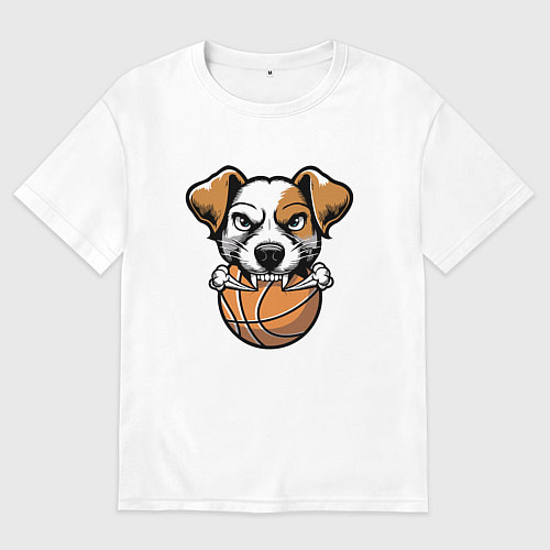 Женская футболка оверсайз Баскетбольный Джек Рассел терьер / Белый – фото 1