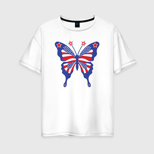 Женская футболка оверсайз USA butterfly / Белый – фото 1