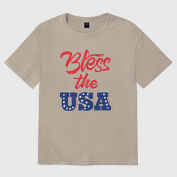 Футболка оверсайз женская Bless the USA, цвет: миндальный