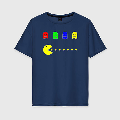 Женская футболка оверсайз Персонажи старых компьютерных игр / Тёмно-синий – фото 1