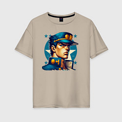 Футболка оверсайз женская Jojo - Jotaro Kujo ai art, цвет: миндальный