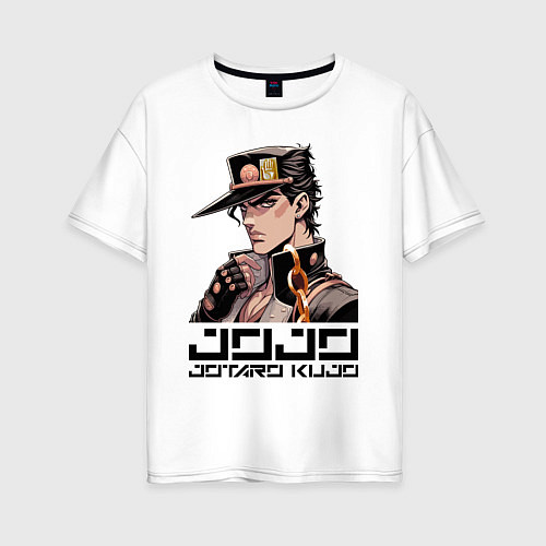 Женская футболка оверсайз Jotaro Kujo - Jojo ai art / Белый – фото 1