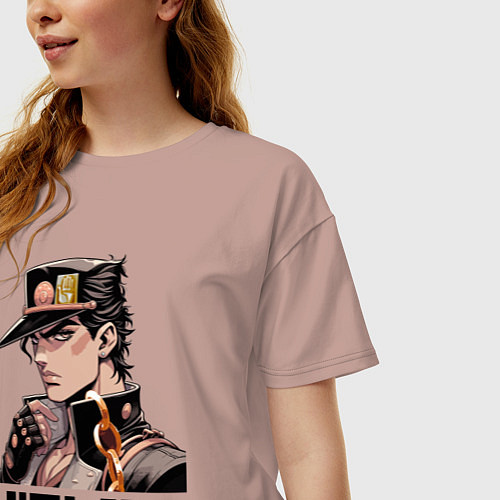 Женская футболка оверсайз Jotaro Kujo - Jojo ai art / Пыльно-розовый – фото 3