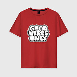 Футболка оверсайз женская Goof vibes black, цвет: красный