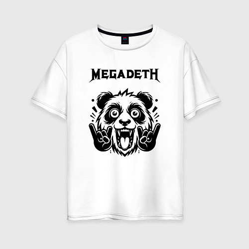 Женская футболка оверсайз Megadeth - rock panda / Белый – фото 1