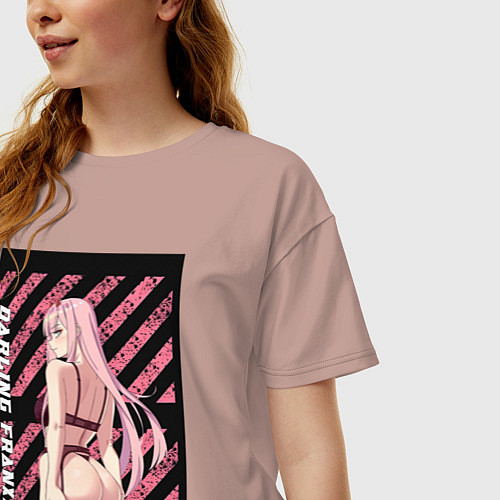 Женская футболка оверсайз Франкс Зеро Ту / Пыльно-розовый – фото 3