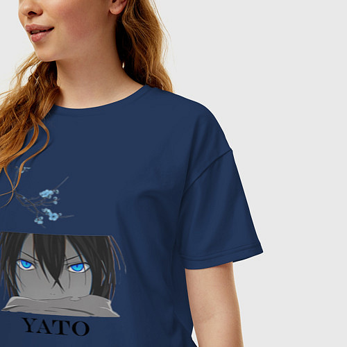 Женская футболка оверсайз Бездомный бог Ято / Тёмно-синий – фото 3