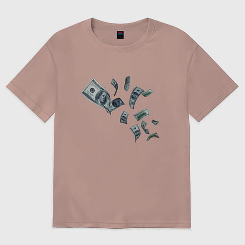 Женская футболка оверсайз Я люблю деньги / Пыльно-розовый – фото 1