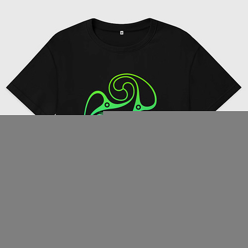 Женская футболка оверсайз Зеленый трискелион / Черный – фото 1