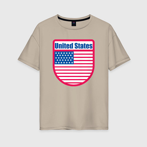 Женская футболка оверсайз United States / Миндальный – фото 1