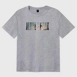 Женская футболка оверсайз Logotype alone in the dark