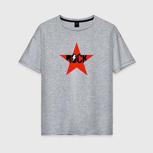 Женская футболка оверсайз Rock star red white / Меланж – фото 1