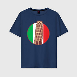 Футболка оверсайз женская Пизанская башня, цвет: тёмно-синий