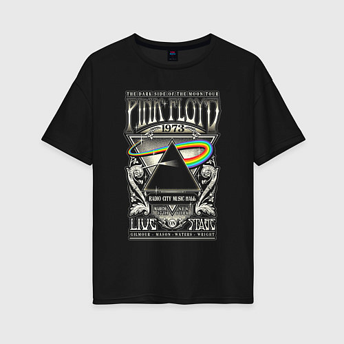 Женская футболка оверсайз Pink Floyd the dark of the moon tour / Черный – фото 1