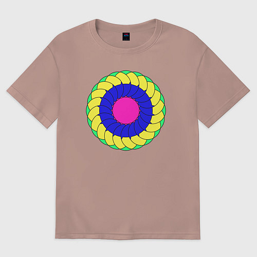 Женская футболка оверсайз Геометрический подсолнух / Пыльно-розовый – фото 1