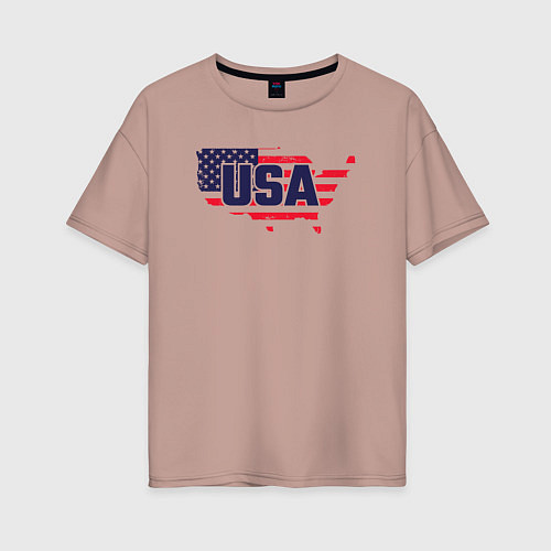 Женская футболка оверсайз Map USA / Пыльно-розовый – фото 1