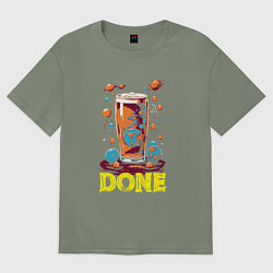 Женская футболка оверсайз Бокал и планеты