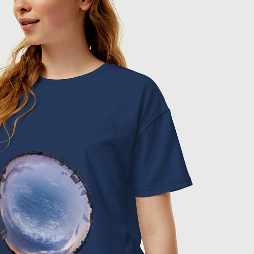 Женская футболка оверсайз Небо 029 / Тёмно-синий – фото 3