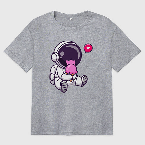 Женская футболка оверсайз Космонавт и мороженое / Меланж – фото 1