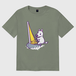 Футболка оверсайз женская Лошадь яхтсмен, цвет: авокадо