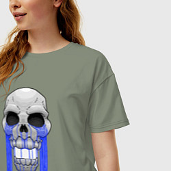 Футболка оверсайз женская Плачущий череп, цвет: авокадо — фото 2
