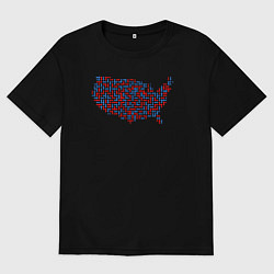 Футболка оверсайз женская Карта США, цвет: черный