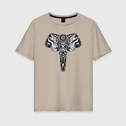 Женская футболка оверсайз Ethnic elephant / Миндальный – фото 1