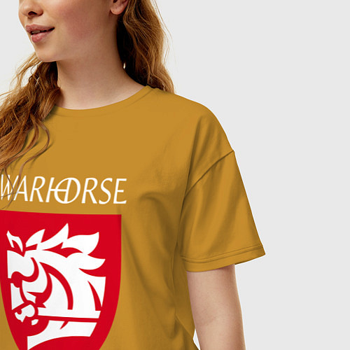 Женская футболка оверсайз Warhorse logo / Горчичный – фото 3