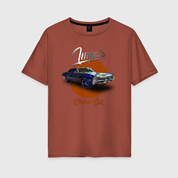 Женская футболка оверсайз Американская автоклассика Chevrolet Impala