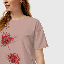 Футболка оверсайз женская Токийский гуль Паучья лилия, цвет: пыльно-розовый — фото 2