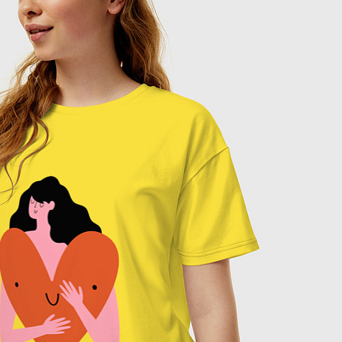 Женская футболка оверсайз Heart girl / Желтый – фото 3
