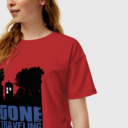 Женская футболка оверсайз Отправился путешествовать / Красный – фото 3