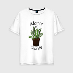Футболка оверсайз женская Mother of plants - Папоротник, цвет: белый