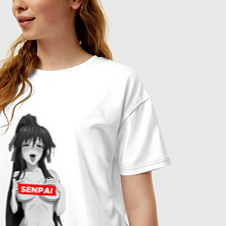 Футболка оверсайз женская Ахегао senpai nudity, цвет: белый — фото 2