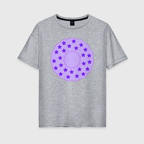Женская футболка оверсайз Барашковый круг со звездами / Меланж – фото 1