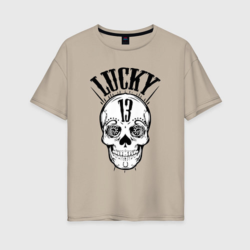 Женская футболка оверсайз Lucky skull / Миндальный – фото 1