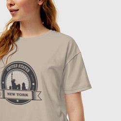 Футболка оверсайз женская United States New York, цвет: миндальный — фото 2