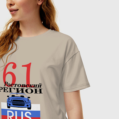 Женская футболка оверсайз 61 регион Ростов / Миндальный – фото 3