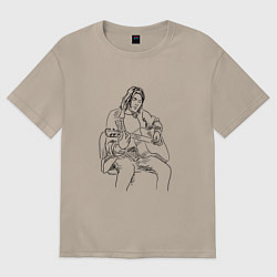 Футболка оверсайз женская Курт Кобейн Нирвана с гитарой, цвет: миндальный