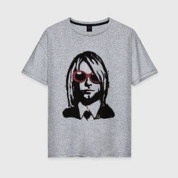 Футболка оверсайз женская Kurt Cobain Nirvana portrait, цвет: меланж