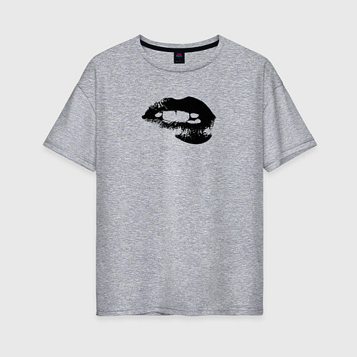 Женская футболка оверсайз Абстрактные губы / Меланж – фото 1