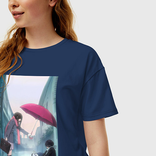 Женская футболка оверсайз Хиёри Ики Ято / Тёмно-синий – фото 3