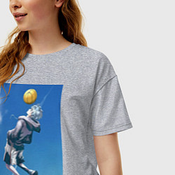 Футболка оверсайз женская Баскетбол Тэцуя Куроко арт, цвет: меланж — фото 2