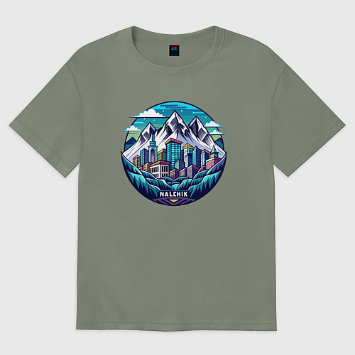 Женская футболка оверсайз Город Нальчик / Авокадо – фото 1